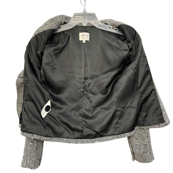 Armani Collezioni Women’s Blazer Wool Tweed Black White Italy Size 4 - Picture 3 of 8